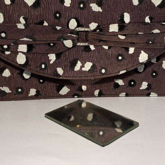 1362 Vintage !940’s Mr. stanley Clutch Purse Rhinestone Buckle Original Mirror - Picture 4 of 8